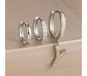 3PCS A-Z Letters Hoop Earrings Set For Women Fashion Stainless Steel Alphabet Huggie Cartilage Earring Piercing Jewelry Aretes
