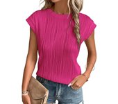 Jocoo Jolee Women's Short Sleeve Crop Tops Crewneck Textured Tops Cute Summer Tank 2024 Basic T-Shirts Work Blouses