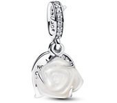 Pandora Charm Colgante Doble en plata de ley Rosa Blanca Floreciendo​ 793200C01 , para Mujer