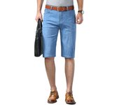 Pantalones cortos vaqueros de verano para hombre,Pantalones cortos vaqueros rectos casuales de negocios,Ropa de hombre,Azul cielo
