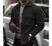Sudadera para hombres, chaqueta de forro polar retro americana, abrigo casual de cuello vuelto de un solo botón, ropa de inviern