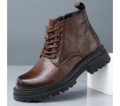 Martin botas botas de cuero de los hombres delgada media parte superior de suela gruesa interior de aumento de altura botas cortas