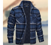 Men's outerwear in autumn and winter season, long sleeved collar, checkered thick shirt jacket