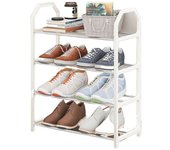 Simple Plastic 4 Tiers Shoe Cabinet Black Dustproof Assembly Shoe Rack Trapezoid Assembly Shoecase Students