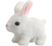 Electronic Plush Hopping Rabbit Toys for Toddlers Kids,Realistic Fun Bunny Interactive Pet Toys for Easter Christmas Birthday Gift,Walking,Wiggle Ears,Twitch Nose,Sounds (White)