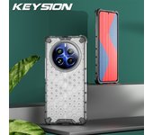 KEYSION Shockproof Armor Case for Realme 12 5G Silicone+PC Transparent Honeycomb Phone Cover for OPPO Realme 12 5G