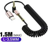 USB C to 3.5mm Car Spring Retractable Audio Cable for iPhone 15 14 13 12 ios To 3.5MM Jack AUX Cable Speaker Cable Elbow Adapter