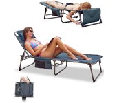 Plegable Exterior, Respaldo Ajustable en 5 Posiciones, Silla de Playa, Cama de Camping con Almohada para Playa Piscina Vacaciones Exterior ¡Disponible en dos versiones diferentes! Elige tu opción a continuación