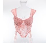 Hot girl slim halter encaje floral influencer chaleco pequeño