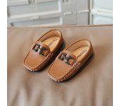 Boys Leather Shoes Kids Casual Flats Slip-on Loafers Moccasins Square Toes with Metal Buckle Fashion Classic Soft Party Shoes