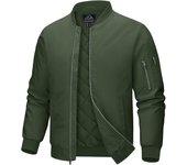 MAGCOMSEN Men's Bomber Jacket Casual Waterproof Quilted Jacket Full Zip Windbreaker Winter Warm Varsity Jacket with Pockets
