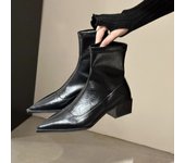 Women's Short Boots Pointed Toe Comfortable Chunky Heel Non-slip Solid Colour Fashion Women's Boots