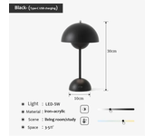 Lámpara de mesa de seta recargable por USB, accesorio de iluminación interior con ajuste de tres velocidades, lámpara de escritorio de brote de flores, decoración del Hoom, luz nocturna