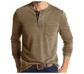 Buttons Crew Neck  Pullover Mens T-shirts