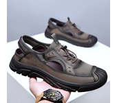 2025 verano nueva bolsa cabeza sandalias de los hombres de malla casual zapatos de playa de malla transpirable de suela gruesa agujero zapatos de los hombres