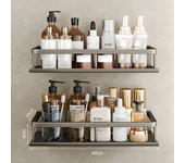 Bathroom Accessories Shelf Organizer 30-50CM Shower Storage Rack Gray Wall Mounted Space Aluminum Toilet Shampoo Holder Shelves