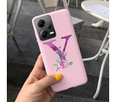 Fashion Rose Initial Letter Phone Case For Xiaomi Poco X5 5G PocoX5 Pro Soft Silicone TPU Back Cover For Poco X5 Pro X 5 X5Pro