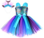 Girl mermaid costume, Tutu+headband, girl inflatable skirt, cosplay, fish scale
