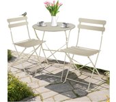 Conjunto Muebles Jardín Exterior de Mesa de Bistró y 2 Sillas, Plegables, Tapas Antideslizantes, Mesa y Sillas Terraza Estilo Retro con Estructura de Acero, Ideal Balcones Pequeños - Negro