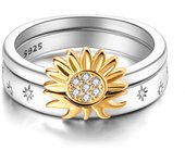 High heart silver ring, red fashionable cubic zirconia, stars, moon, flowers, wedding fashionable jewelry, gifts Mother's Day Gift