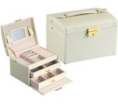 Caja de almacenamiento de joyas de gran capacidad de Tres Capas Caja de almacenamiento de joyas portátil Caja de anillos pendientes de almacenamiento de joyas para el hogar