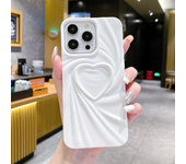 Fashion Fold Wrinkle 3D Love Heart  Case For  13 14 15 Pro Max 16 Plus 11 12 ProMax Soft Matte Silicone Full Cover
