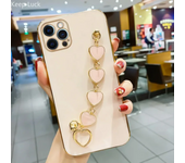 Fashion Plating Love Heart Bracelet Chain Case For iPhone 15 14 13 Pro Max 13pro 14pro Plus Shockproof Case Cover