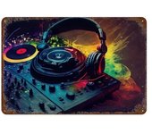Neon Dj Vintage Metal Posters Pop Retro Tin Sign Headphones Music Art Decor Personality Bar Wall Poster