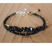 Black Tourmaline Bracelet with Karen Hill  October Birthstone Genuine Gemstone Beaded Crystal Bracelet Black Dainty Bracelet