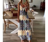 Vestido largo verano para mujer, vestidos informales sin mangas con estampado de moda