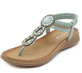 Zapatos De Talla Grande 36-42 Para Mujer, Sandalias Bohemias De Cristal, Chanclas De Diamantes De Imitación Para Mujer, Zapatos De Playa Planos Sin Cordones Con Perlas