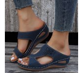 Sandalias de mujer con tacón de cuña de verano, zapatos de flores con suela gruesa y tacón de cuña