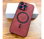 Luxury PU Leather Deer Case For iPhone 16 15 14 13 12 11 Pro Max Plus 15Pro 14Pro 13Pro ProMax For Magsafe Wireless Charge Cover