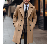 Men's autumn and winter new collection men's coat casual fashion double breasted mid length men's top coat