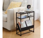 Mesa auxiliar estrecha para espacios pequeños, mesa auxiliar delgada con soporte para revistas, diseño 2 en 1, mesa de café estrecha, sala de estar, mesita de noche delgada para dormitorio,