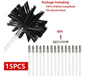 Cepillo giratorio para chimeneas, cepillo flexible de mango largo para chimeneas, herramienta de limpieza de chimeneas para paredes y techos interiores, 100 mm