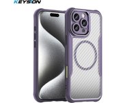KEYSION Shockproof Case for MagSafe for iPhone 13 12 11 Pro Max SE 2022 2020 Camera Protection Carbon fiber Texture Phone Cover