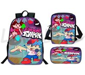 3 Piece Set Angry Geometry Dash School Bags for Teenager Girls Canvas Women Backpack Boys Student Bookbag Pencil Case Handbags