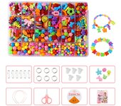 Bricolaje conjunto de cuentas, 550+ joyas para niñas pulseras collares cuentas fabricación para niños kits para hacer joyas