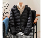 Plus size women's hooded slim down jacket women's casual office women's ultra light and storable jacket