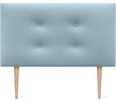 Cabecero de Polipiel o Tela Pro con 2 hileras de Botones y Patas Cabezal tapizado Cama Lujo (150x105cm con Patas (Camas 150/160), Tela Beige)