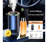 Car Aroma Diffuser with LED Starry Ambient Light 50ml Cologne Perfume Car Air Freshener Flavoring for Cars Fragrance Diffusers