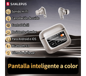 2024 SANLEPUS Wireless Bluetooth Headphones, Smart Touch Screen Digital Display, Bluetooth 5.3 with HD Microphone, HiFi Stereo, Noise Reduction, 32H in Ear Headphones Touch Control, Compatible with Android iPhone