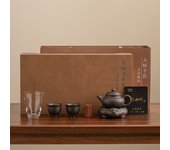 Raw ore cinnabar purple clay teapot, household kung fu reception pot, tea cup, business gift set, souvenir set