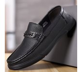 Nuevos zapatos de los hombres de piel de oveja zapatos de cuero de los hombres de un pedal zapatos casuales de los hombres de cuero genuino de mediana edad papá masculino de suela suave zapatos individuales