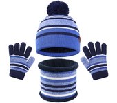 Gorro bufanda y guantes con forro polar para niños, invierno, sombrero de punto, conjunto para 2 a 7 años