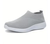 Zapatos planos de punto para mujer, zapatillas informales transpirables, cómodas, sin cordones, para caminar