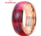 8mm Multicolor Tungsten Ring for Men Women Wedding Band Colorful Dyed Elder Wood Inlay Domed Polished Shiny Comfort Fit