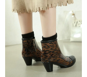 Rain Boots  Women Chunky Heels Rubber Shoes Waterproof Garden Work Galoshes Ankle Boot Rainshoes Footwear