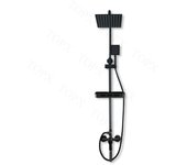 Contemporary Brass Bath Faucet Set with Hot and Cold Mixer, Rain Showerhead, and Hand-Held Showerhead